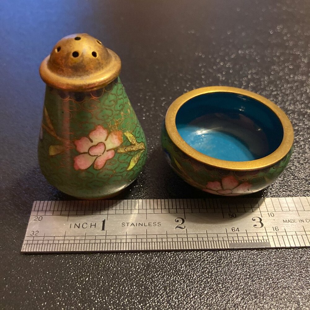 1940's Chinese Colisonne Salt and Perpper Set